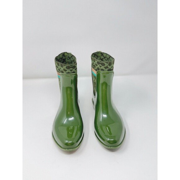 Coach Womens Boots Green Rivington Rubber Rain Bootie PVC Chelsea Pull On US 5 B - Picture 2 of 7